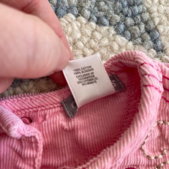 vintage carters baby pink ruffle romper with embroidery and floral applique 6M - Picture 5 of 11